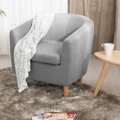 Livingandhome Casual Fabric Linen Chair Armchair, Light Grey 9 Livingandhome Casual Fabric Linen Chair Armchair, Light Grey -Living Room Furniture Store 23112704 3
