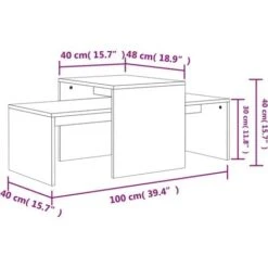 Coffee Table Set Concrete Grey 100x48x40 Cm Engineered Wood VidaXL -Living Room Furniture Store 23402419 3