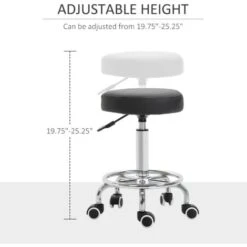 Vinsetto Round PU Leather Salon Beautician Stool Adjustable Height W/ Footrest -Living Room Furniture Store 23423152 4