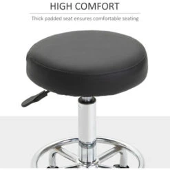 Vinsetto Round PU Leather Salon Beautician Stool Adjustable Height W/ Footrest -Living Room Furniture Store 23423152 5