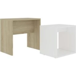 Coffee Table Set White And Sonoma Oak 48x30x45 Cm Engineered Wood VidaXL