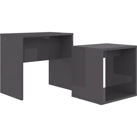Coffee Table Set High Gloss Grey 48x30x45 Cm Engineered Wood VidaXL 3 Coffee Table Set High Gloss Grey 48x30x45 Cm Engineered Wood VidaXL