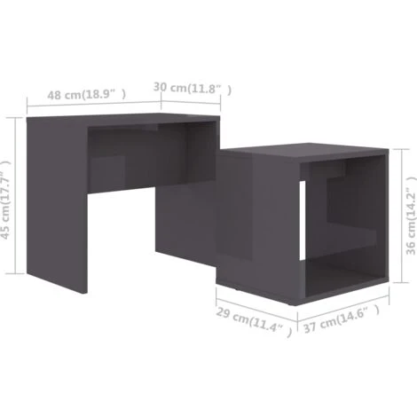 Coffee Table Set High Gloss Grey 48x30x45 Cm Engineered Wood VidaXL 5 Coffee Table Set High Gloss Grey 48x30x45 Cm Engineered Wood VidaXL - Image 3