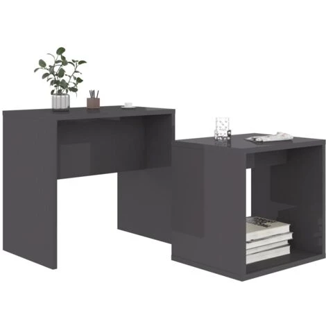 Coffee Table Set High Gloss Grey 48x30x45 Cm Engineered Wood VidaXL 6 Coffee Table Set High Gloss Grey 48x30x45 Cm Engineered Wood VidaXL - Image 4