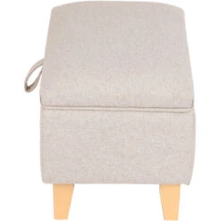 Livingandhome 49CM Linen Storage Organizer Ottoman Footstool, Beige -Living Room Furniture Store 23544882 3