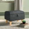 Livingandhome 49CM Linen Storage Organizer Ottoman Footstool, Dark Grey -Living Room Furniture Store 23544885 1