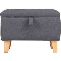 Livingandhome 49CM Linen Storage Organizer Ottoman Footstool, Dark Grey -Living Room Furniture Store 23544885 4