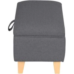 Livingandhome 49CM Linen Storage Organizer Ottoman Footstool, Dark Grey -Living Room Furniture Store 23544885 5