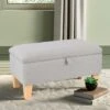 Livingandhome 71CM Linen Storage Organizer Ottoman Footstool, Light Grey -Living Room Furniture Store 23544886 1