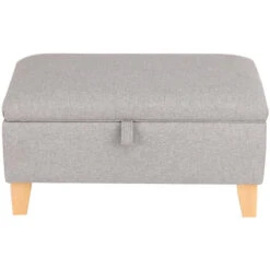Livingandhome 71CM Linen Storage Organizer Ottoman Footstool, Light Grey -Living Room Furniture Store 23544886 3