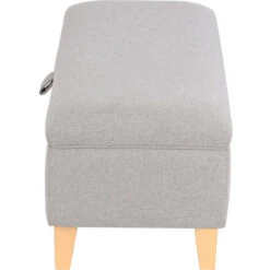 Livingandhome 71CM Linen Storage Organizer Ottoman Footstool, Light Grey -Living Room Furniture Store 23544886 4