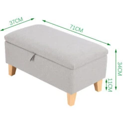 Livingandhome 71CM Linen Storage Organizer Ottoman Footstool, Light Grey -Living Room Furniture Store 23544886 5