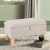 Livingandhome 71CM Linen Storage Organizer Ottoman Footstool, Beige -Living Room Furniture Store 23544887 1