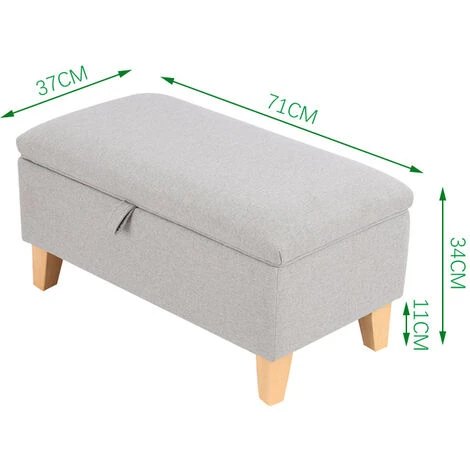 Livingandhome 71CM Linen Storage Organizer Ottoman Footstool, Beige 5 Livingandhome 71CM Linen Storage Organizer Ottoman Footstool, Beige - Image 3