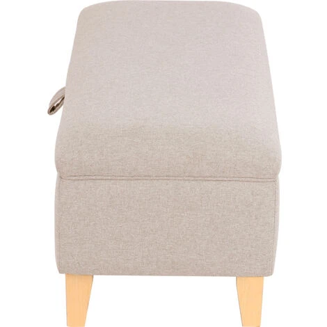 Livingandhome 71CM Linen Storage Organizer Ottoman Footstool, Beige 6 Livingandhome 71CM Linen Storage Organizer Ottoman Footstool, Beige - Image 4