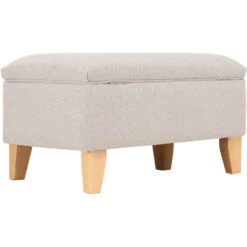 Livingandhome 71CM Linen Storage Organizer Ottoman Footstool, Beige 11 Livingandhome 71CM Linen Storage Organizer Ottoman Footstool, Beige -Living Room Furniture Store 23544887 5