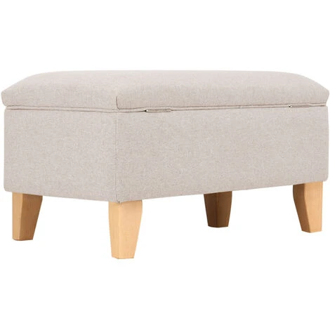 Livingandhome 71CM Linen Storage Organizer Ottoman Footstool, Beige 7 Livingandhome 71CM Linen Storage Organizer Ottoman Footstool, Beige - Image 5