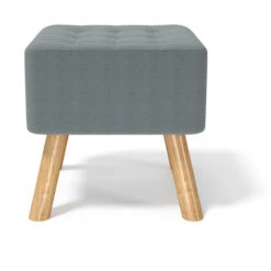 Livingandhome 40CM Square Linen Thick Rest Padded Footstool Wooden Legs, Grey 9 Livingandhome 40CM Square Linen Thick Rest Padded Footstool Wooden Legs, Grey -Living Room Furniture Store 23544911 3