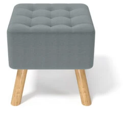 Livingandhome 40CM Square Linen Thick Rest Padded Footstool Wooden Legs, Grey 10 Livingandhome 40CM Square Linen Thick Rest Padded Footstool Wooden Legs, Grey -Living Room Furniture Store 23544911 4