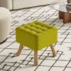 Livingandhome 40CM Square Linen Thick Rest Padded Footstool Wooden Legs, Green 1 Livingandhome 40CM Square Linen Thick Rest Padded Footstool Wooden Legs, Green -Living Room Furniture Store 23544912 1