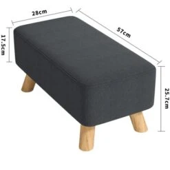 Livingandhome 57CM Square Linen Ottoman Footstool Wooden Legs, Dark Grey 11 Livingandhome 57CM Square Linen Ottoman Footstool Wooden Legs, Dark Grey -Living Room Furniture Store 23544956 5