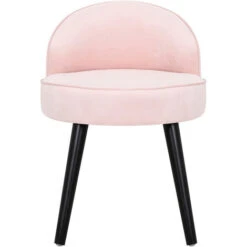 Livingandhome Vintage Velvet Dressing Table Stool Black Wooden Legs, Pink 9 Livingandhome Vintage Velvet Dressing Table Stool Black Wooden Legs, Pink -Living Room Furniture Store 23544966 3