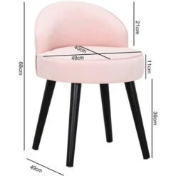 Livingandhome Vintage Velvet Dressing Table Stool Black Wooden Legs, Pink 11 Livingandhome Vintage Velvet Dressing Table Stool Black Wooden Legs, Pink -Living Room Furniture Store 23544966 5