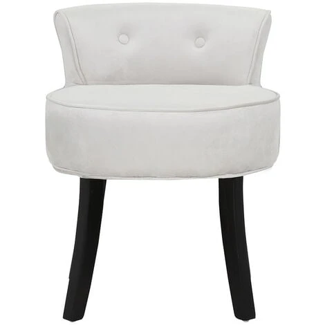 Livingandhome Velvet Vanity Stool Soft Seat Low Back With Black Wooden Legs, Grey 6 Livingandhome Velvet Vanity Stool Soft Seat Low Back With Black Wooden Legs, Grey - Image 4