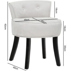 Livingandhome Velvet Vanity Stool Soft Seat Low Back With Black Wooden Legs, Grey 11 Livingandhome Velvet Vanity Stool Soft Seat Low Back With Black Wooden Legs, Grey -Living Room Furniture Store 23544970 5