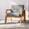 Livingandhome Modern Linen Fabric Buttoned Armchair Soild Wooden Frame, Grey 1 Livingandhome Modern Linen Fabric Buttoned Armchair Soild Wooden Frame, Grey -Living Room Furniture Store 23545611 1