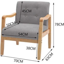 Livingandhome Modern Linen Fabric Buttoned Armchair Soild Wooden Frame, Grey -Living Room Furniture Store 23545611 5
