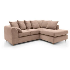 Porto Jumbo Cord Corner Sofa, Full Chenille Cord Fabric In Brown- Right - Color Brown -Living Room Furniture Store 23565196 3