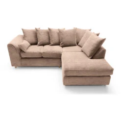 Porto Jumbo Cord Corner Sofa, Full Chenille Cord Fabric In Brown- Right - Color Brown -Living Room Furniture Store 23565196 5