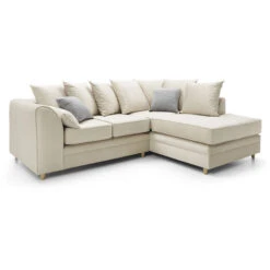 Chicago Velvet Corner Sofa - Color Cream -Living Room Furniture Store 23565255 3