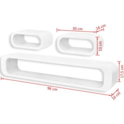 3 White MDF Floating Wall Display Shelf Cubes Book/DVD Storage VidaXL -Living Room Furniture Store 2371537 3