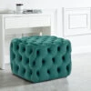 Livingandhome 50CM Square Velvet Buttoned Footstool, Dark Green -Living Room Furniture Store 23750423 1