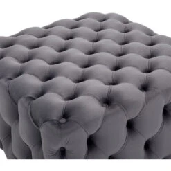 Livingandhome 70CM Square Velvet Buttoned Footstool, Grey 10 Livingandhome 70CM Square Velvet Buttoned Footstool, Grey -Living Room Furniture Store 23750435 4