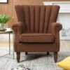 Livingandhome Pleated Wingback Armchair With Cushion,Coffee -Living Room Furniture Store 23758819 1