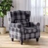 Livingandhome Chesterfield Tartan High Back Armchair With Thick Cushion And Pillow, Grey 1 Livingandhome Chesterfield Tartan High Back Armchair With Thick Cushion And Pillow, Grey -Living Room Furniture Store 23759151 1