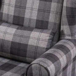 Livingandhome Chesterfield Tartan High Back Armchair With Thick Cushion And Pillow, Grey -Living Room Furniture Store 23759151 4
