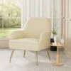 Livingandhome Leisure Velvet Armchair, Beige 2 Livingandhome Leisure Velvet Armchair, Beige -Living Room Furniture Store 23759187 1