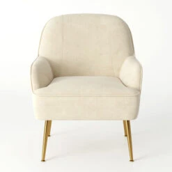 Livingandhome Leisure Velvet Armchair, Beige -Living Room Furniture Store 23759187 3