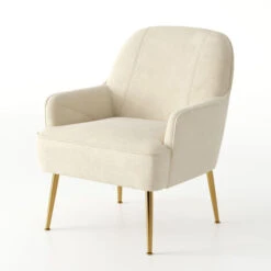 Livingandhome Leisure Velvet Armchair, Beige -Living Room Furniture Store 23759187 4
