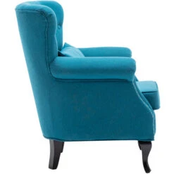 Livingandhome Chesterfield Armchair Thick Cushion With Lumbar Pillow, Blue -Living Room Furniture Store 23759405 4