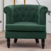 Livingandhome Velvet Buttoned Armchair Fireside Chair, Green