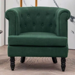 Livingandhome Velvet Buttoned Armchair Fireside Chair, Green