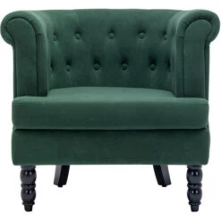 Livingandhome Velvet Buttoned Armchair Fireside Chair, Green -Living Room Furniture Store 23759409 3
