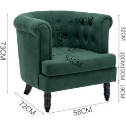 Livingandhome Velvet Buttoned Armchair Fireside Chair, Green -Living Room Furniture Store 23759409 5