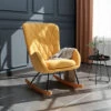 Livingandhome Rhombus Linen Rocking Chair Armchair With Pocket, Yellow