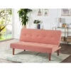 Livingandhome Fabric Minimalism 2 Seater Sofa Bed, Pink -Living Room Furniture Store 23759597 1